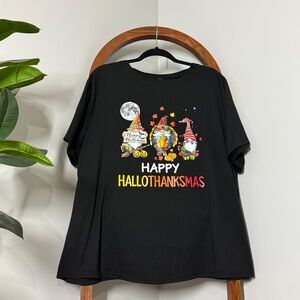Shein Curve 4XL Black HalloThanksMas Short Sleeve Tee Shirt
